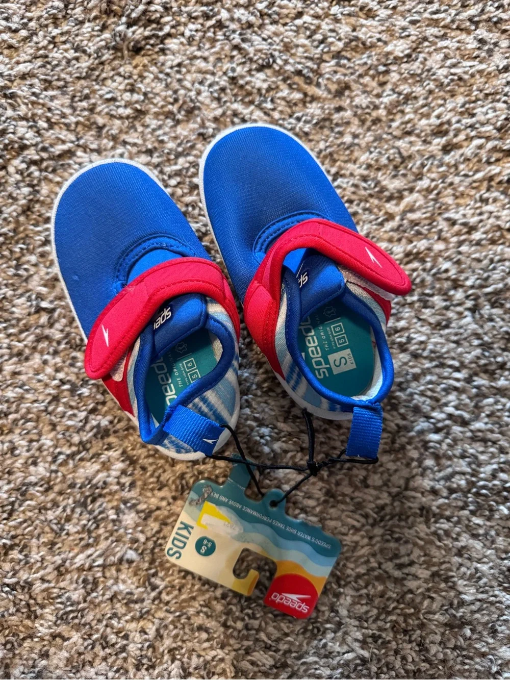 Speedo Kids Blue and Red Water Shoes size S 5/6 baby/toddler